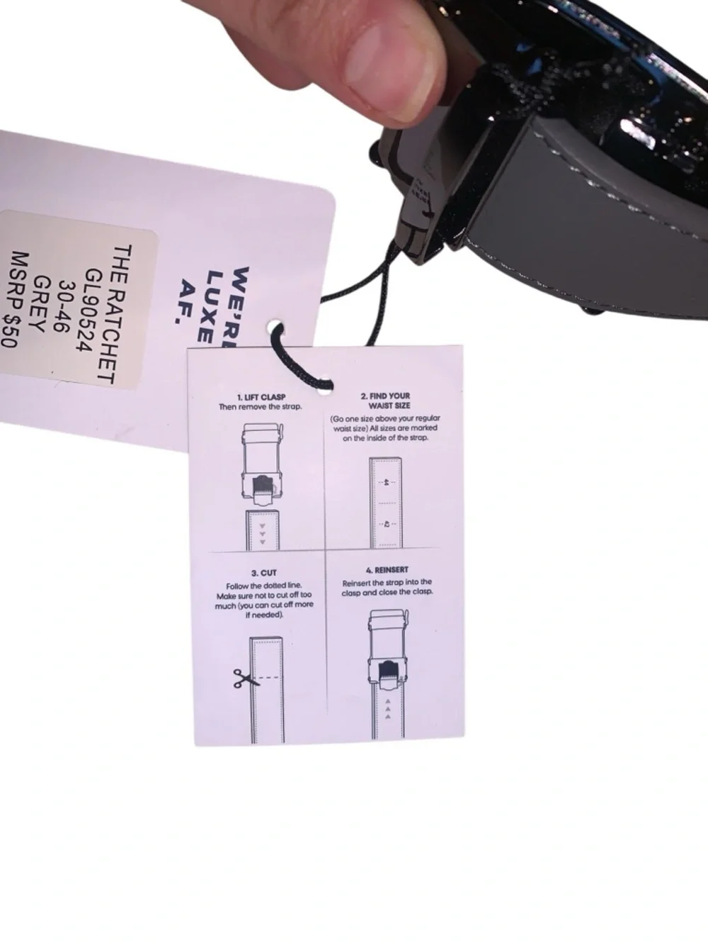 NWT Graham Luxe “The Ratchet” Golf Belt | Grey | Cut-to-Fit 30-46